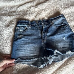 Frayed Hem Blue Jean Shorts